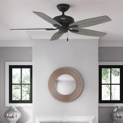 52 inch Newsome Matte Black Ceiling Fan and Pull Chain