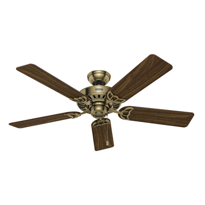 52 inch Studio Series Antique Brass Ceiling Fan with LED Light Kit and Pull Chain