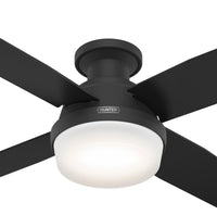52 inch Dempsey Matte Black Low Profile Ceiling Fan with LED Light Kit and Handheld Remote