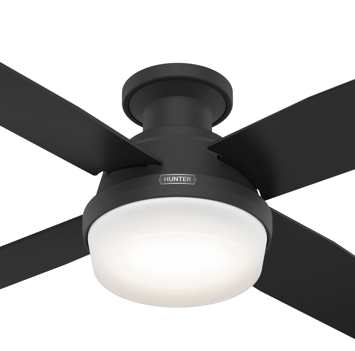 52 inch Dempsey Matte Black Low Profile Ceiling Fan with LED Light Kit and Handheld Remote
