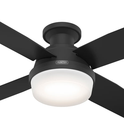 52 inch Dempsey Matte Black Low Profile Ceiling Fan with LED Light Kit and Handheld Remote