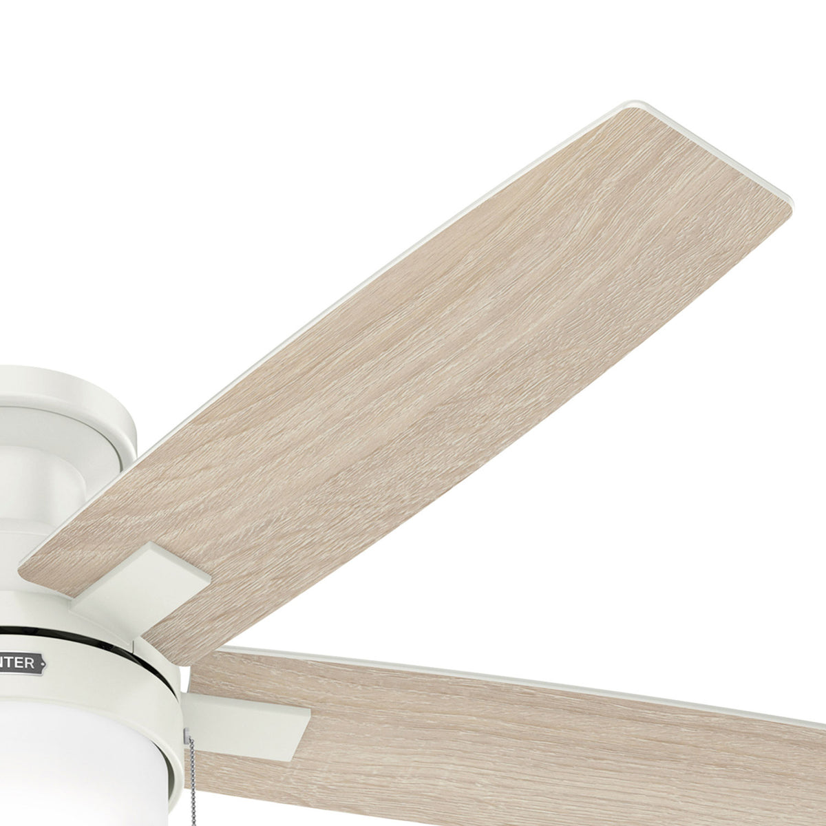 52 inch Anisten Fresh White Low Profile Ceiling Fan with LED Light Kit and Pull Chain