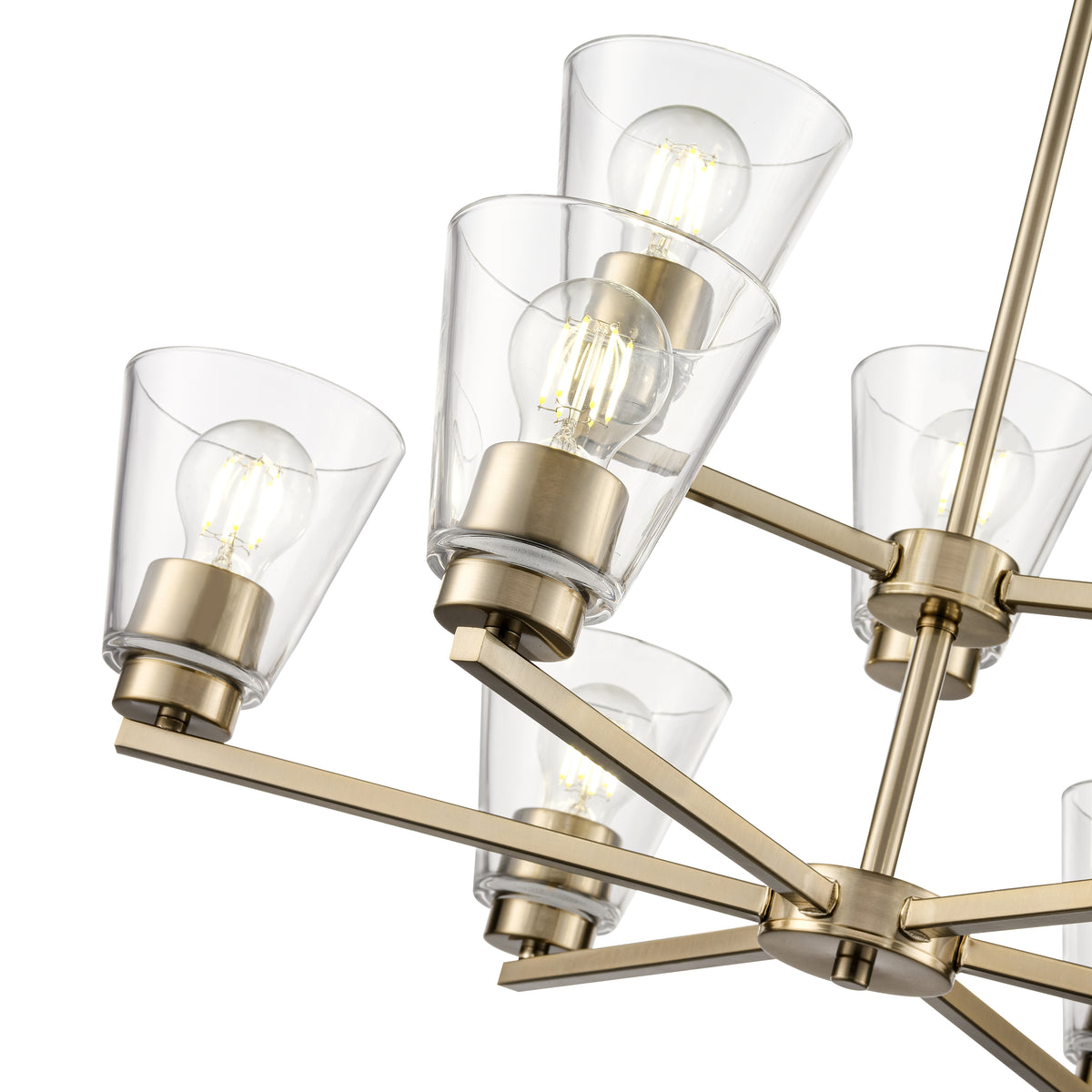 28.5-inch Strayhan Modern Gold 9-Light Clear Glass Chandelier