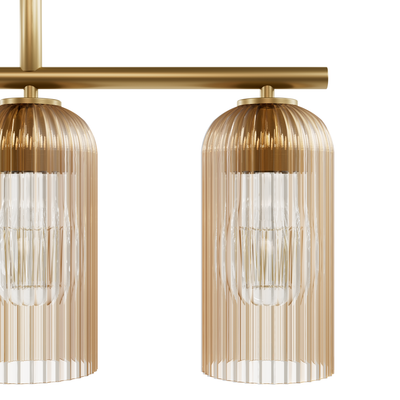 Beverly Glen 37-inch 5-light Luxe Gold Linear Chandelier with Amber Glass