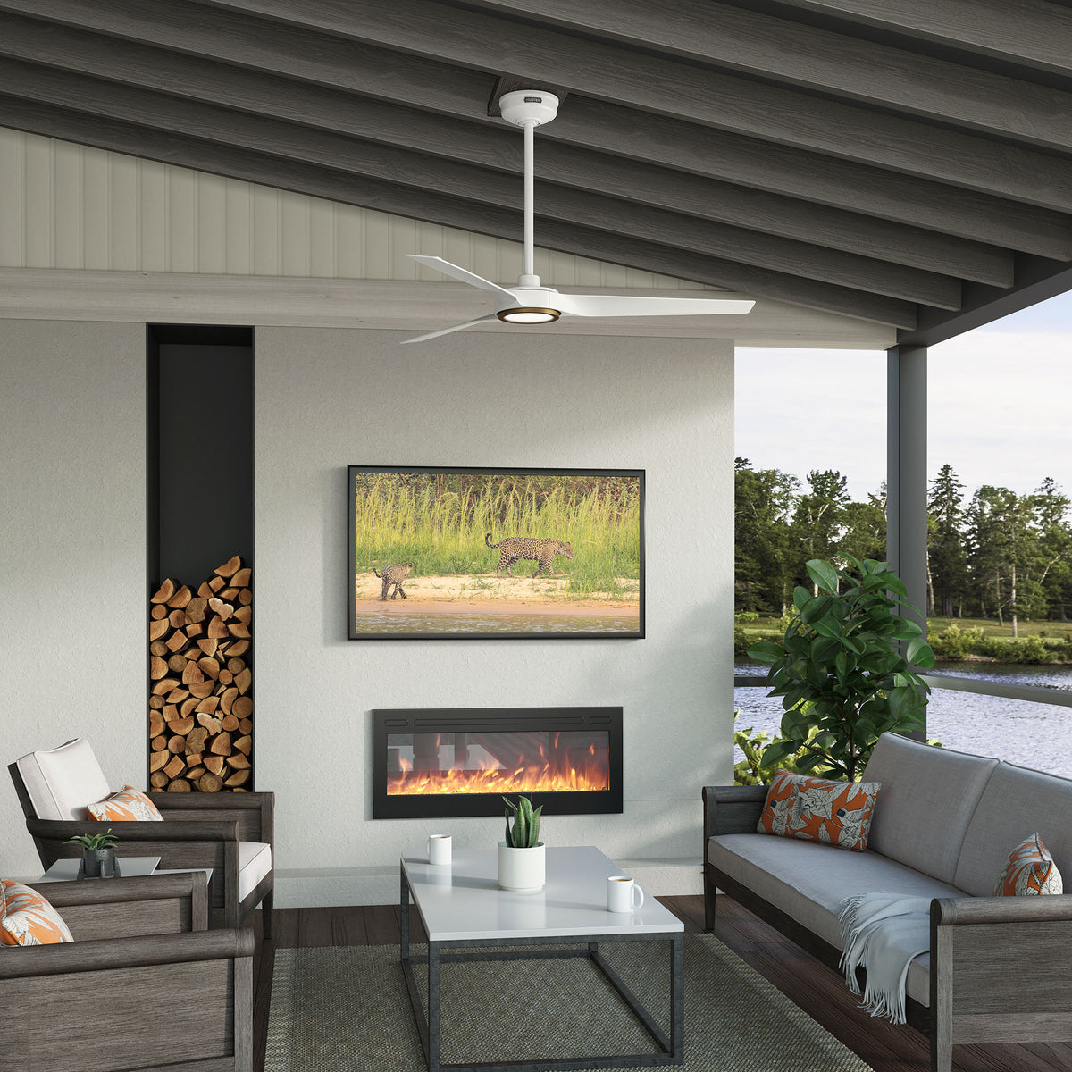 52 inch Zentech Wi-Fi ENERGY STAR® Fresh White Damp Rated LED Ceiling Fan with Remote