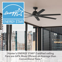 72 inch Downtown ENERGY STAR® Matte Black Damp Rated Ceiling Fan and Wall Control