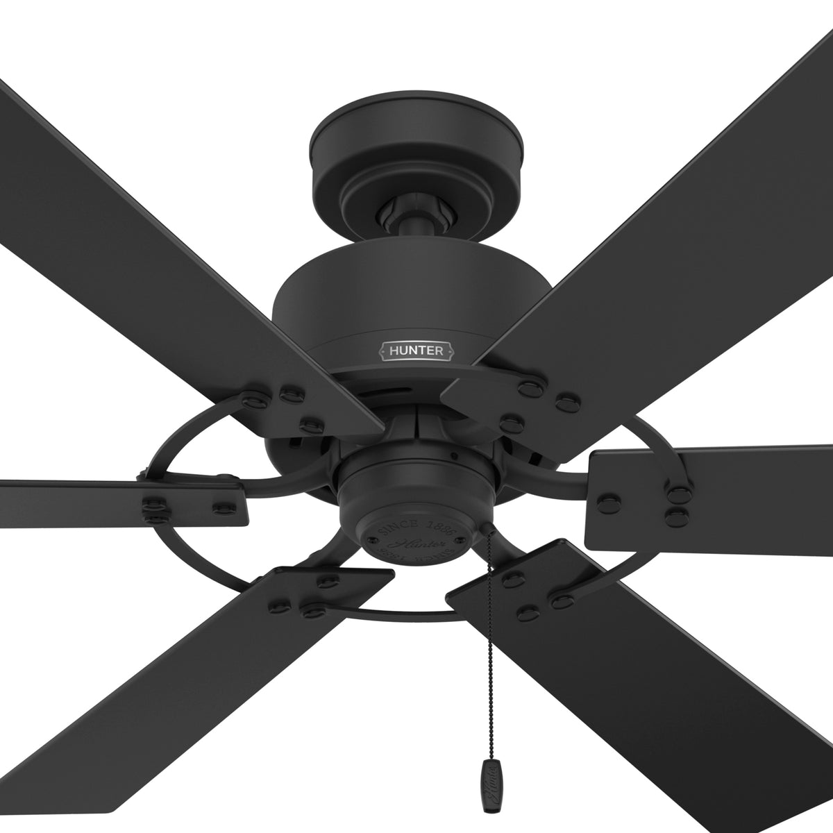 52 inch Gilrock Matte Black Ceiling Fan and Pull Chain