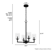 Kerrison 20.5-inch 4-light Natural Black Iron Chandelier with Seeded Glass
