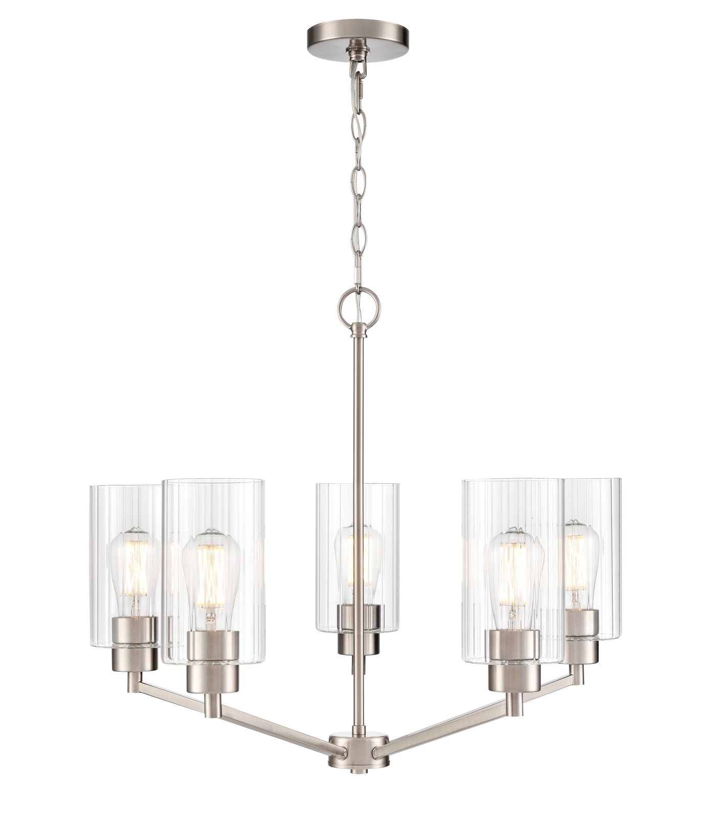 22.25'' Beverlly Brushed Nickel 5 Light Chandelier