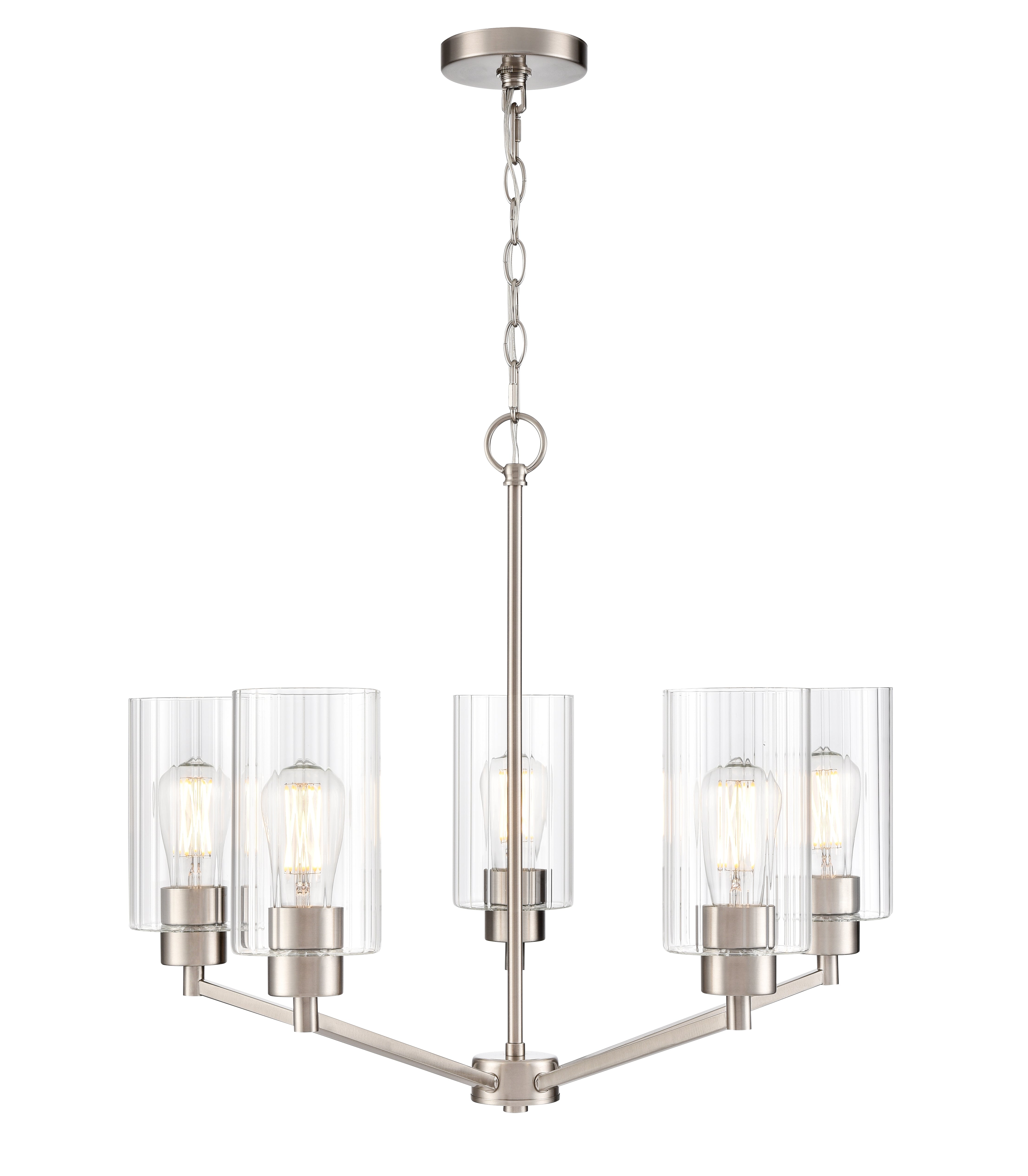 22.25'' Beverlly Brushed Nickel 5 Light Chandelier