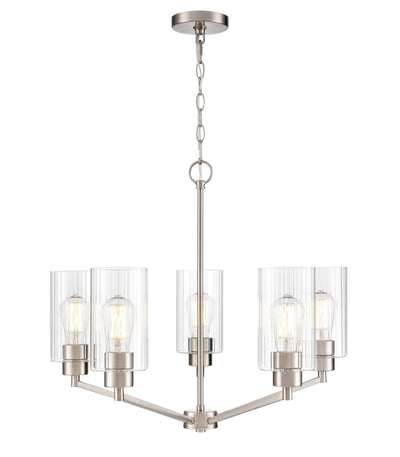 22.25'' Beverlly Brushed Nickel 5 Light Chandelier