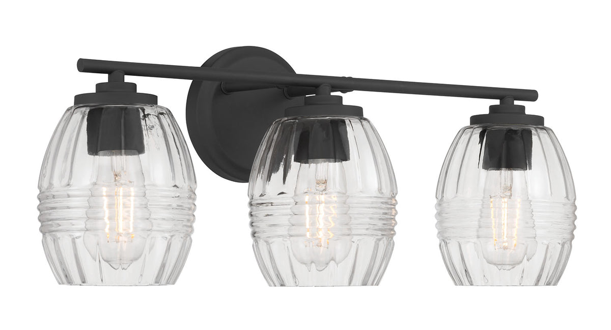 22.25'' Miravelle Matte Black 3 Light Bath Vanity
