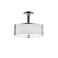 Lucie 3 Light 14in Chrome Flush Mount Round Drum Shade