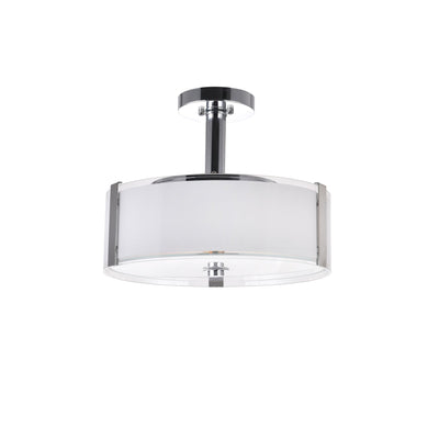 Lucie 3 Light 14in Chrome Flush Mount Round Drum Shade