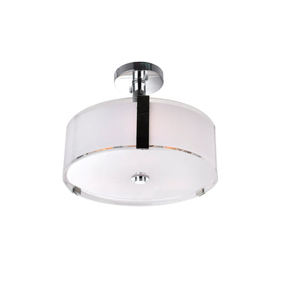 Lucie 3 Light 14in Chrome Flush Mount Round Drum Shade