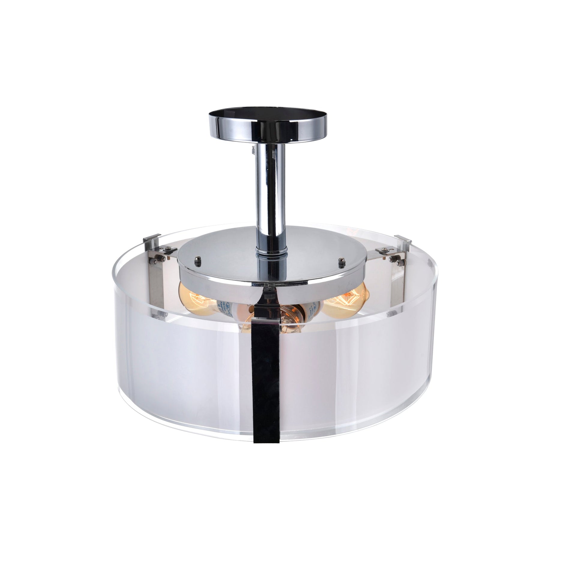Lucie 3 Light 14in Chrome Flush Mount Round Drum Shade