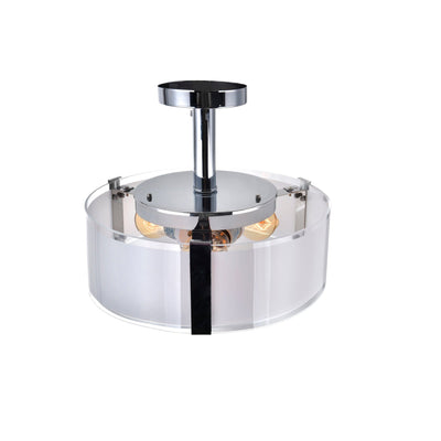 Lucie 3 Light 14in Chrome Flush Mount Round Drum Shade