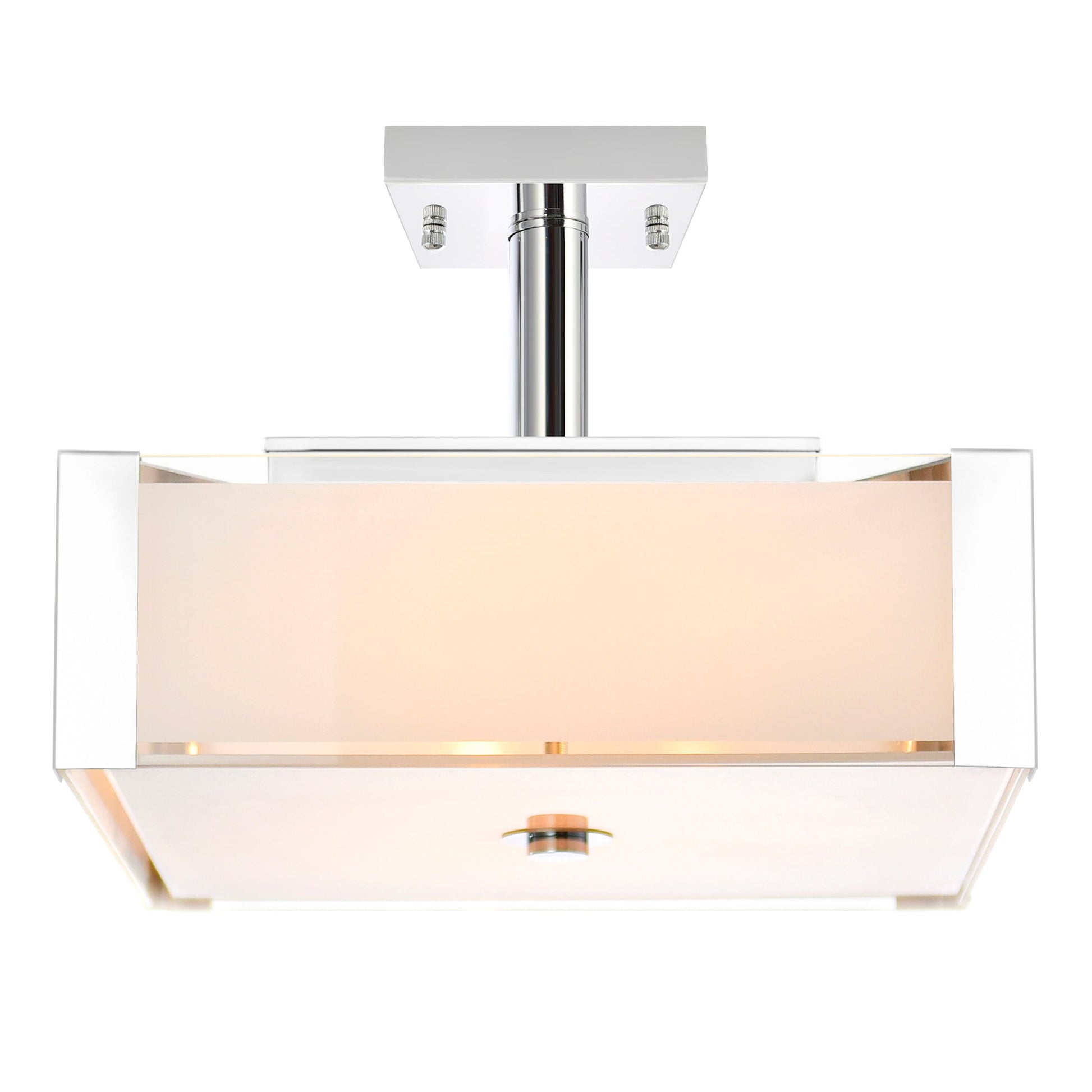 Lucie 3 Light 14in Chrome Flush Mount Square Drum Shade