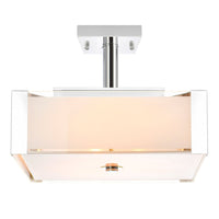 Lucie 3 Light 14in Chrome Flush Mount Square Drum Shade