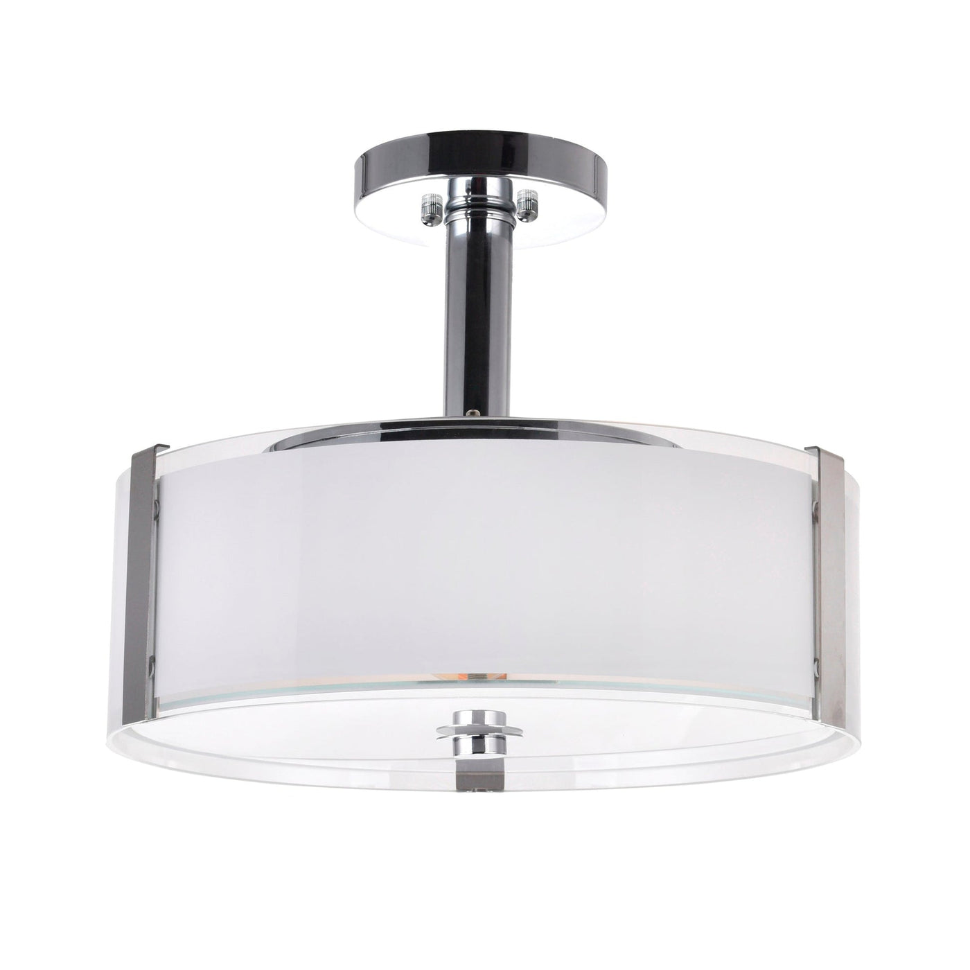 Lucie 4 Light 17in Chrome Flush Mount Round Drum Shade