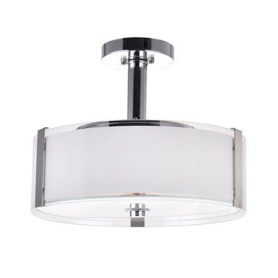 Lucie 4 Light 17in Chrome Flush Mount Round Drum Shade
