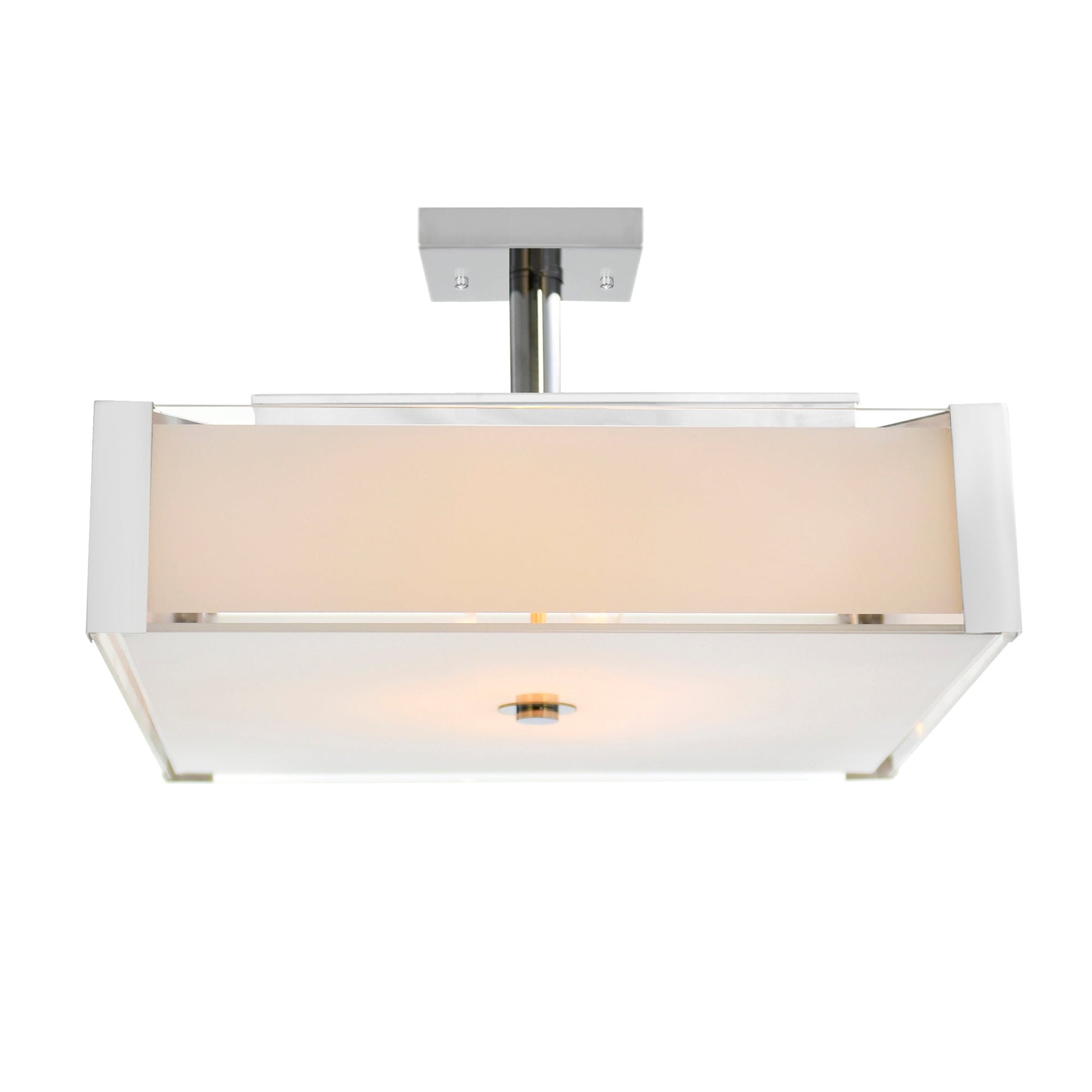 Lucie 4 Light 17in Chrome Flush Mount Square Drum Shade