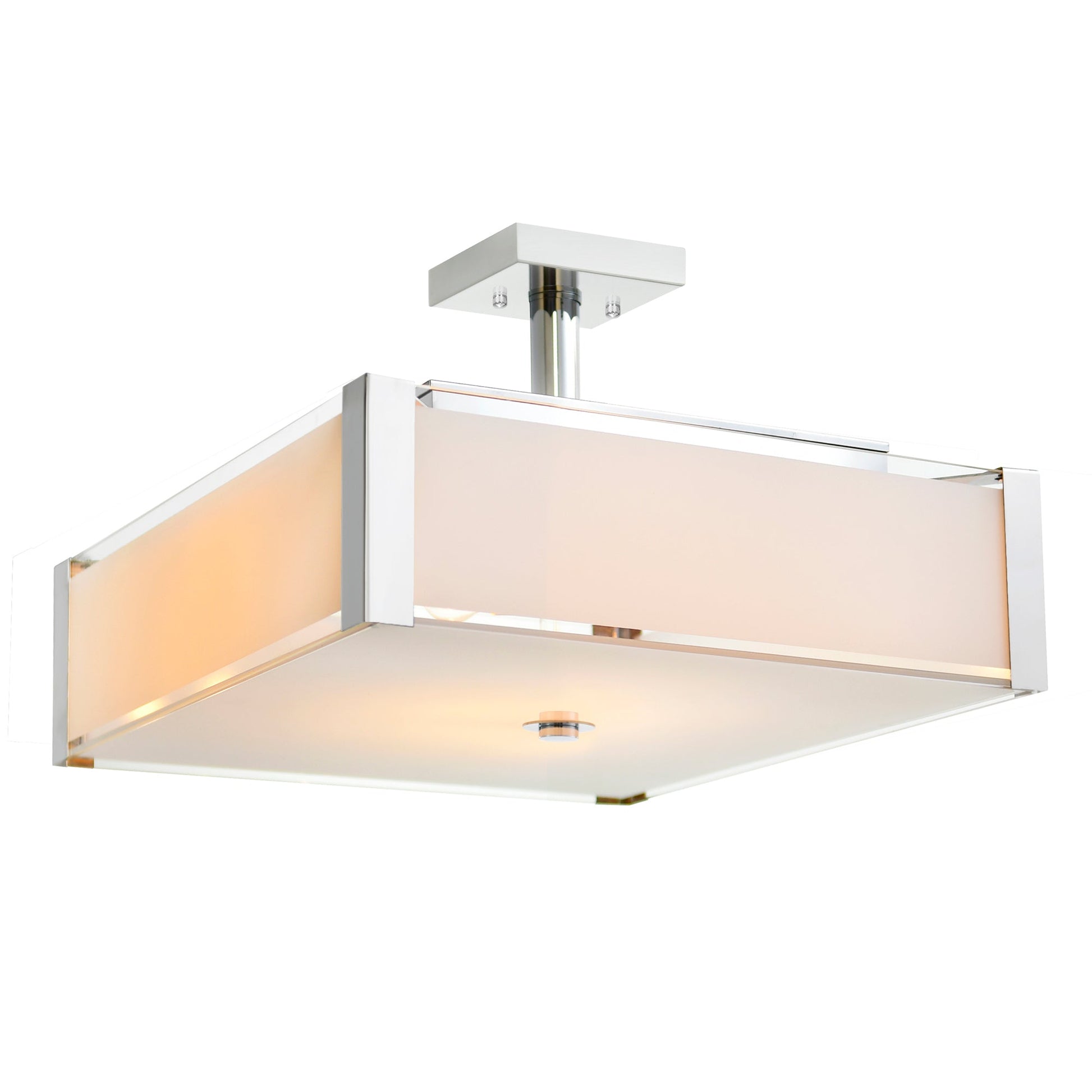 Lucie 4 Light 17in Chrome Flush Mount Square Drum Shade