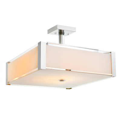 Lucie 4 Light 17in Chrome Flush Mount Square Drum Shade