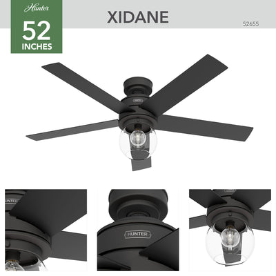 52 inch Xidane Matte Black Ceiling Fan with LED Light Kit and Handheld Remote