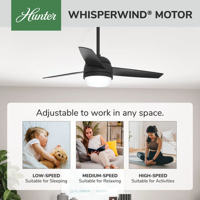 48 inch Midtown Matte Black Ceiling Fan with LED Light Kit and Handheld Remote