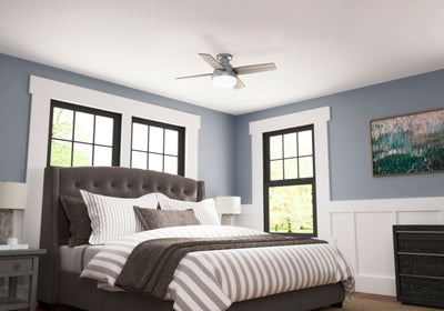 44 inch Dempsey Matte Silver Low Profile Ceiling Fan with LED Light Kit and Handheld Remote