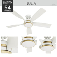 Casablanca 52 inch Julia ENERGY STAR® Fresh White Damp Rated Ceiling Fan with LED Light Kit and Wall Control