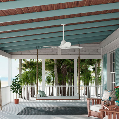 Casablanca 60 inch Stingray ENERGY STAR® Matte White Damp Rated Ceiling Fan with LED Light Kit and Handheld Remote