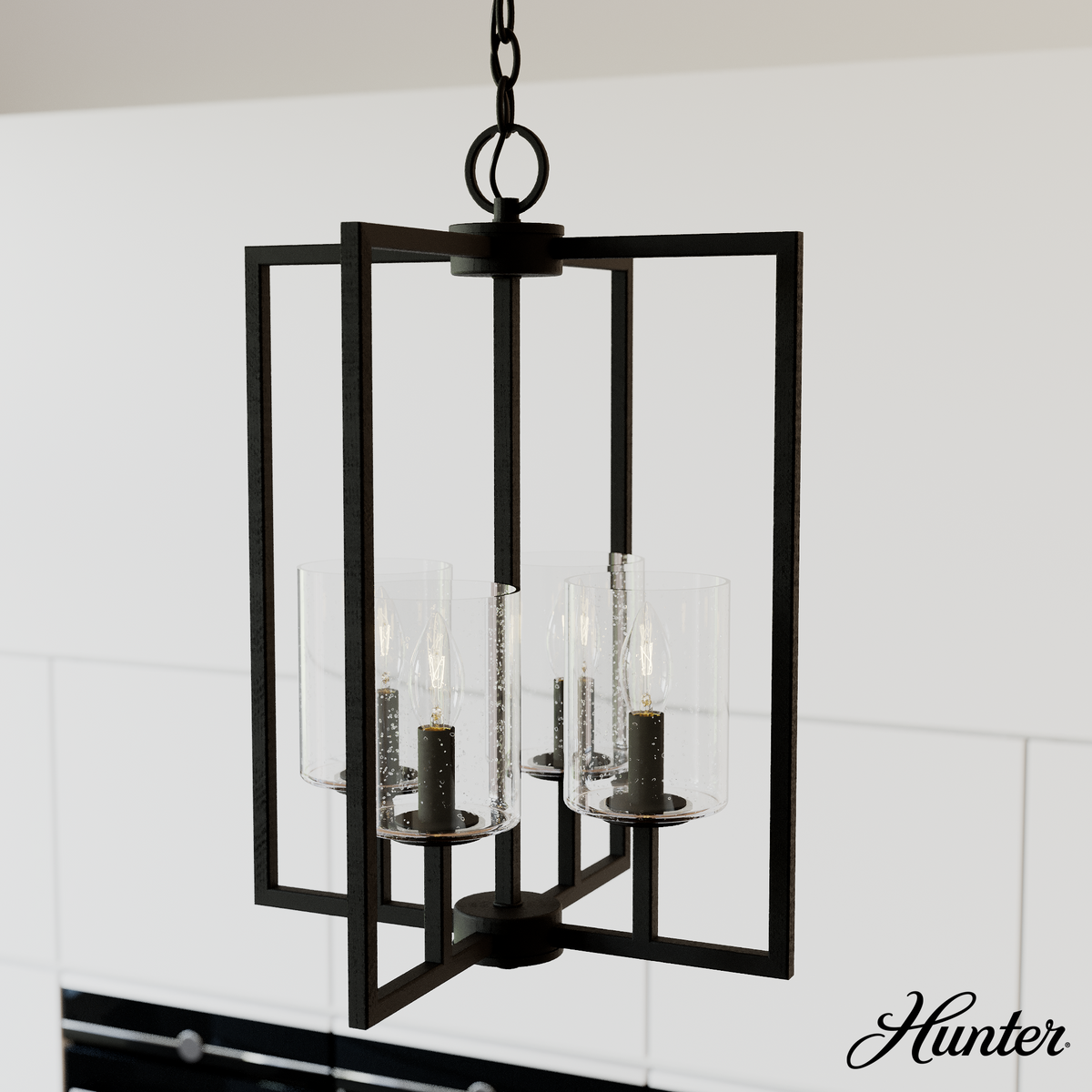 Beverly Glen 37-inch 5-light Matte Black Linear Chandelier with Clear Glass