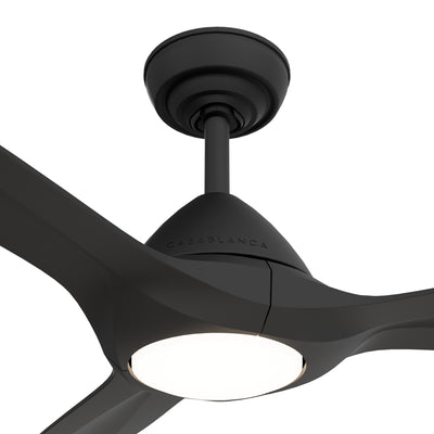 Casablanca 56 inch Surea ENERGY STAR® Matte Black Damp Rated Ceiling Fan with LED Light Kit and Wall Control and Handheld Remote