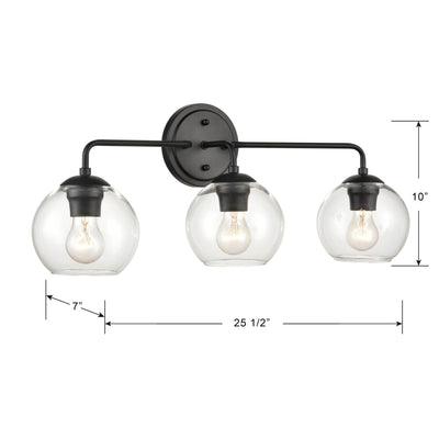 25.5'' Solmer Matte Black 3 Light Bath Vanity