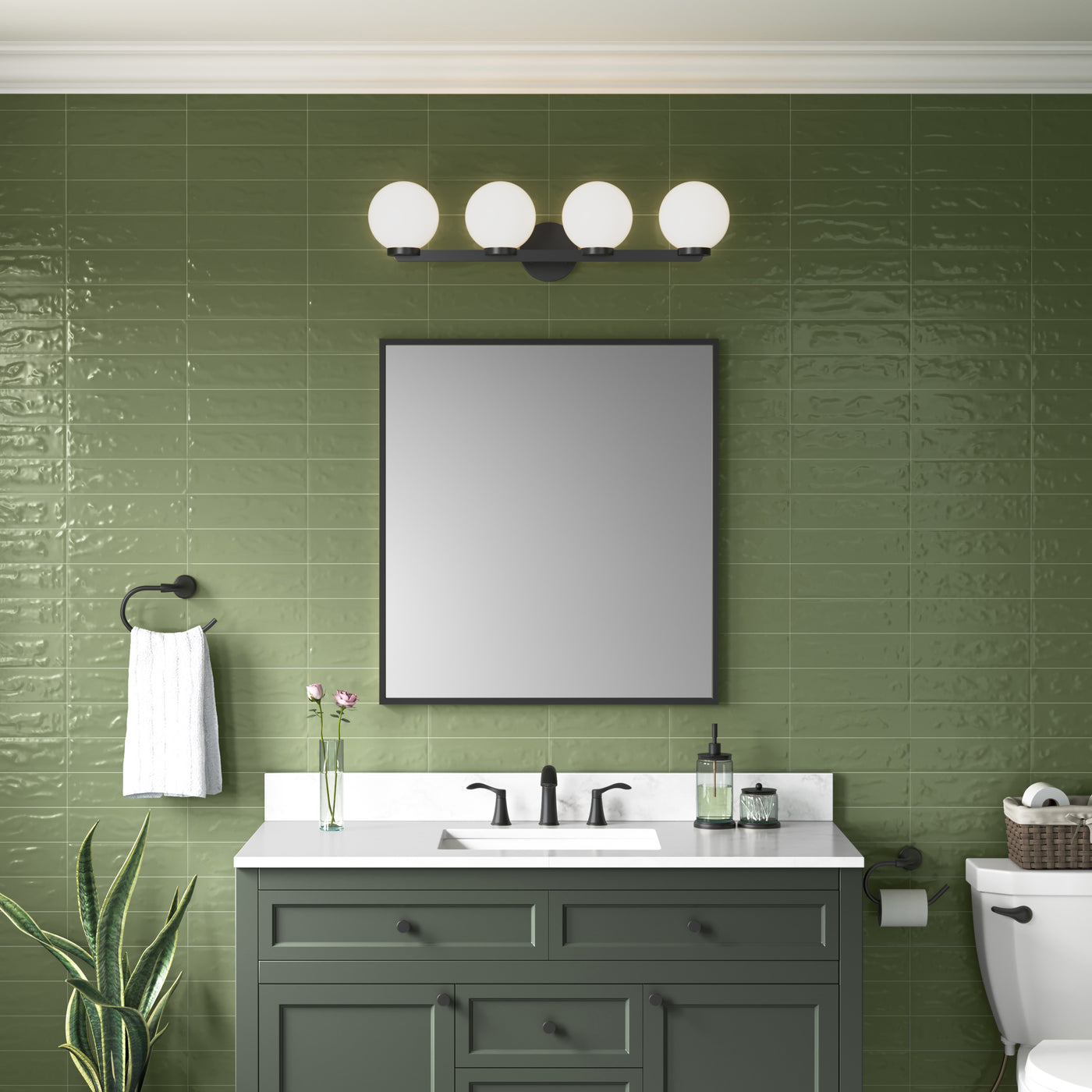 30.25'' Ardeva Matte Black 4 Light Bath Vanity
