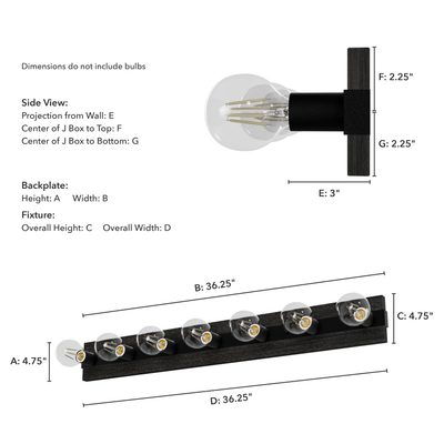 Donelson 36.25-inch 7-light Natural Black Iron and Dark Ash Vanity Light