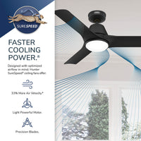 44 inch Aeronaut  Wi-Fi ENERGY STAR® Matte White Damp Rated Ceiling Fan with LED Light Kit and Handheld Remote