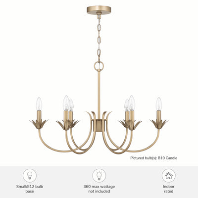 Junie Bud 28-inch 6-light Luxe Gold Chandelier
