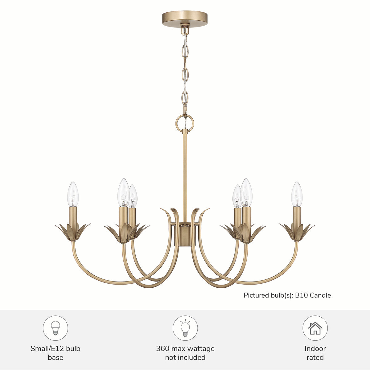 Junie Bud 28-inch 6-light Luxe Gold Chandelier