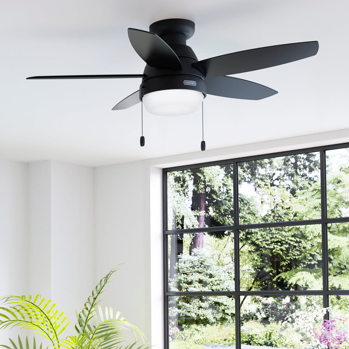 44 inch Lilliana Matte Black Low Profile Ceiling Fan with LED Light Kit and Pull Chain