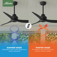 52 inch Mazzini ENERGY STAR® Matte Black Damp Rated Ceiling Fan and Handheld Remote
