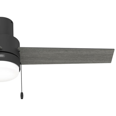 52 inch Brunner Matte Black Low Profile Ceiling Fan with LED Light Kit and Pull Chain