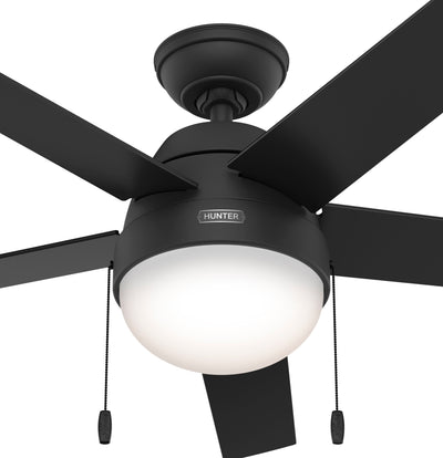 52 inch Anslee Matte Black Ceiling Fan with LED Light Kit and Pull Chain