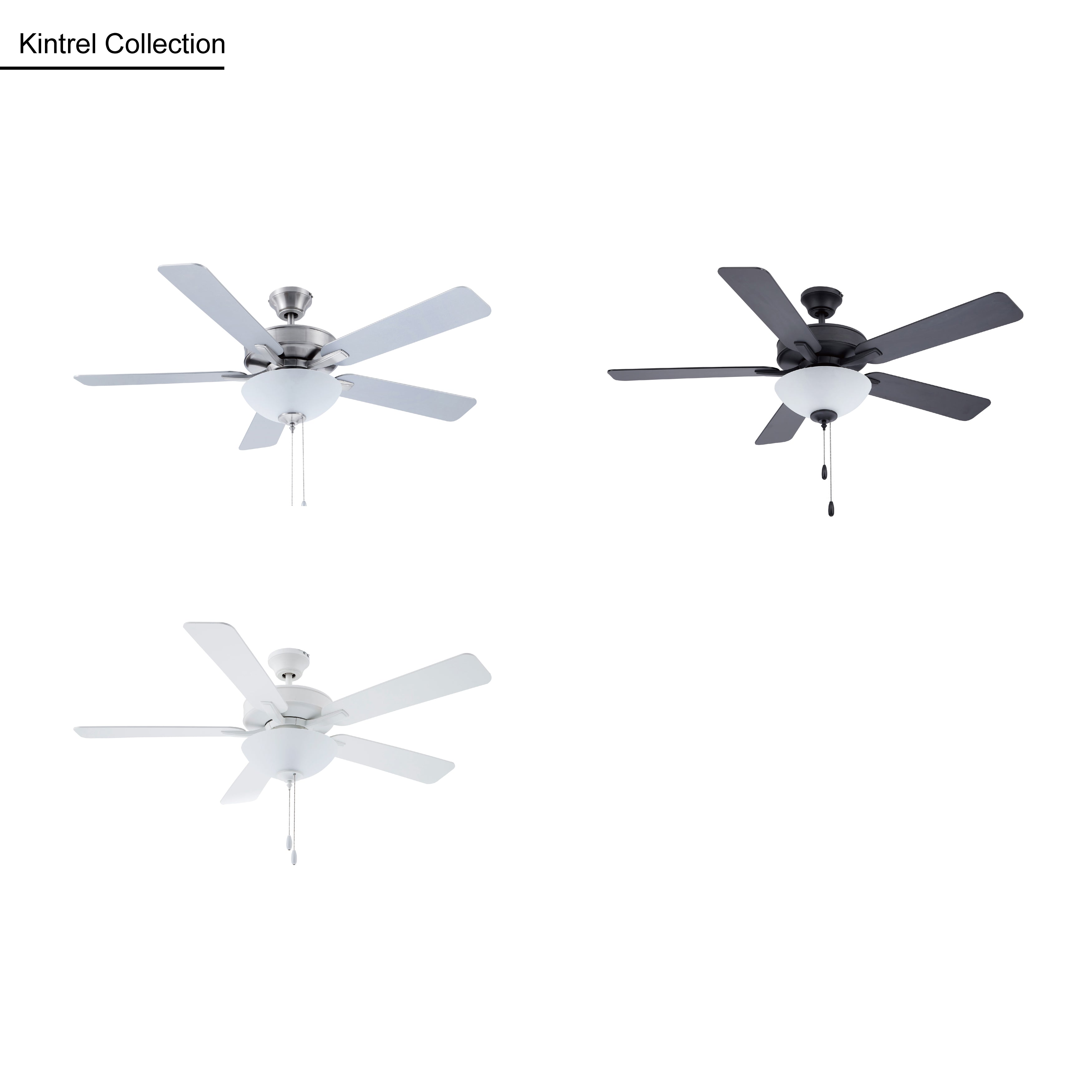 52 Inch Kintrel AC Matte Black Indoor Ceiling Fan 5-Blade 2 Lights Reversible