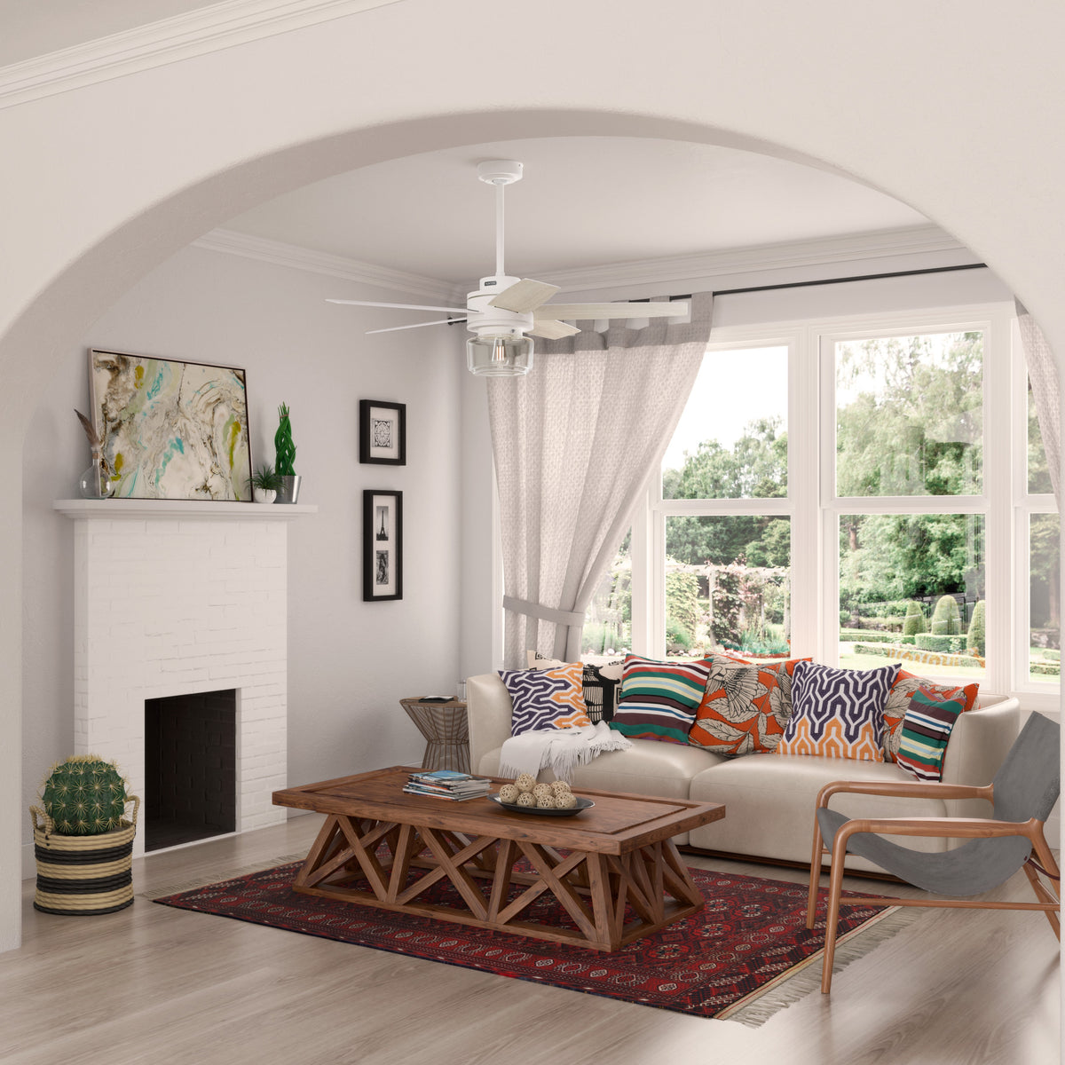 52 inch Margo Textured White Ceiling Fan with LED Light Kit and Handheld Remote
