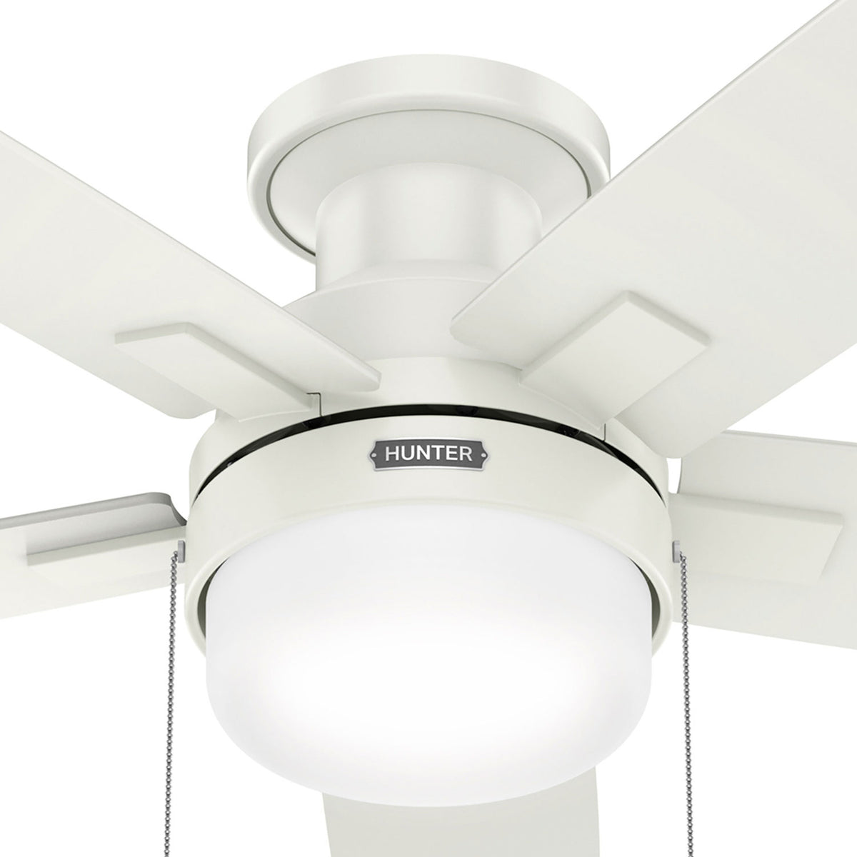 52 inch Anisten Fresh White Low Profile Ceiling Fan with LED Light Kit and Pull Chain