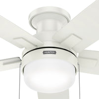 52 inch Anisten Fresh White Low Profile Ceiling Fan with LED Light Kit and Pull Chain