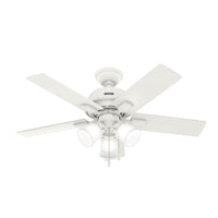 44 inch Crystal Peak Matte White Ceiling Fan with LED Light Kit and Pull Chain